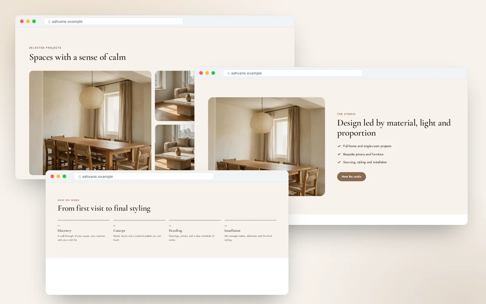 Ashvane Interiors — Portfolio website for a boutique interior design studio — 2