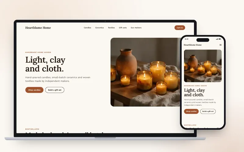 Hearthlume Home — WooCommerce store for a handmade home-decor brand