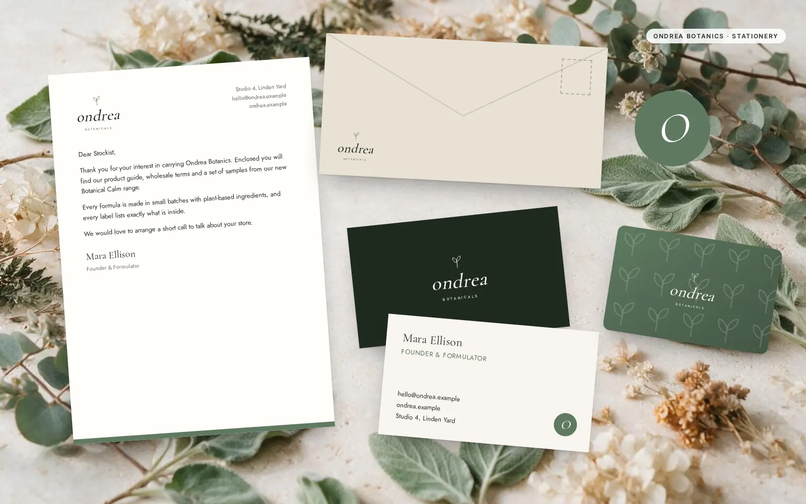 Ondrea Botanics — Brand identity and packaging for a botanical skincare line — 3