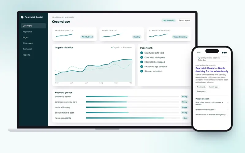 Pearlwick Dental — Search & AI-answer visibility for a family dental clinic